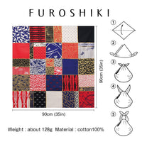 Japanese Fabric Gift Wrap/Scarf | Furoshiki | 90cm×90cm | Checkered Pattern